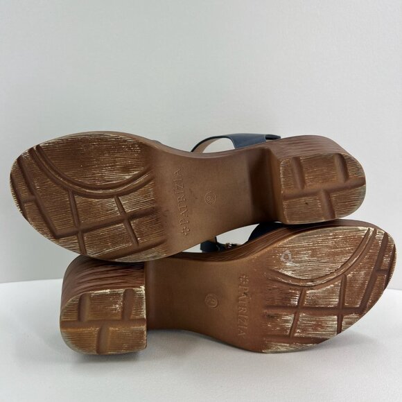 Patrizia Taney Wedge Sandals Womens 9 Comfort T-Strap Slingback Block Heels Blue - Picture 9 of 15